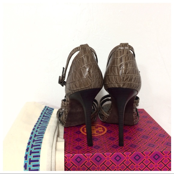 Tory Burch Elizabella Croc Heeled Sandals Heels - Picture 10 of 11